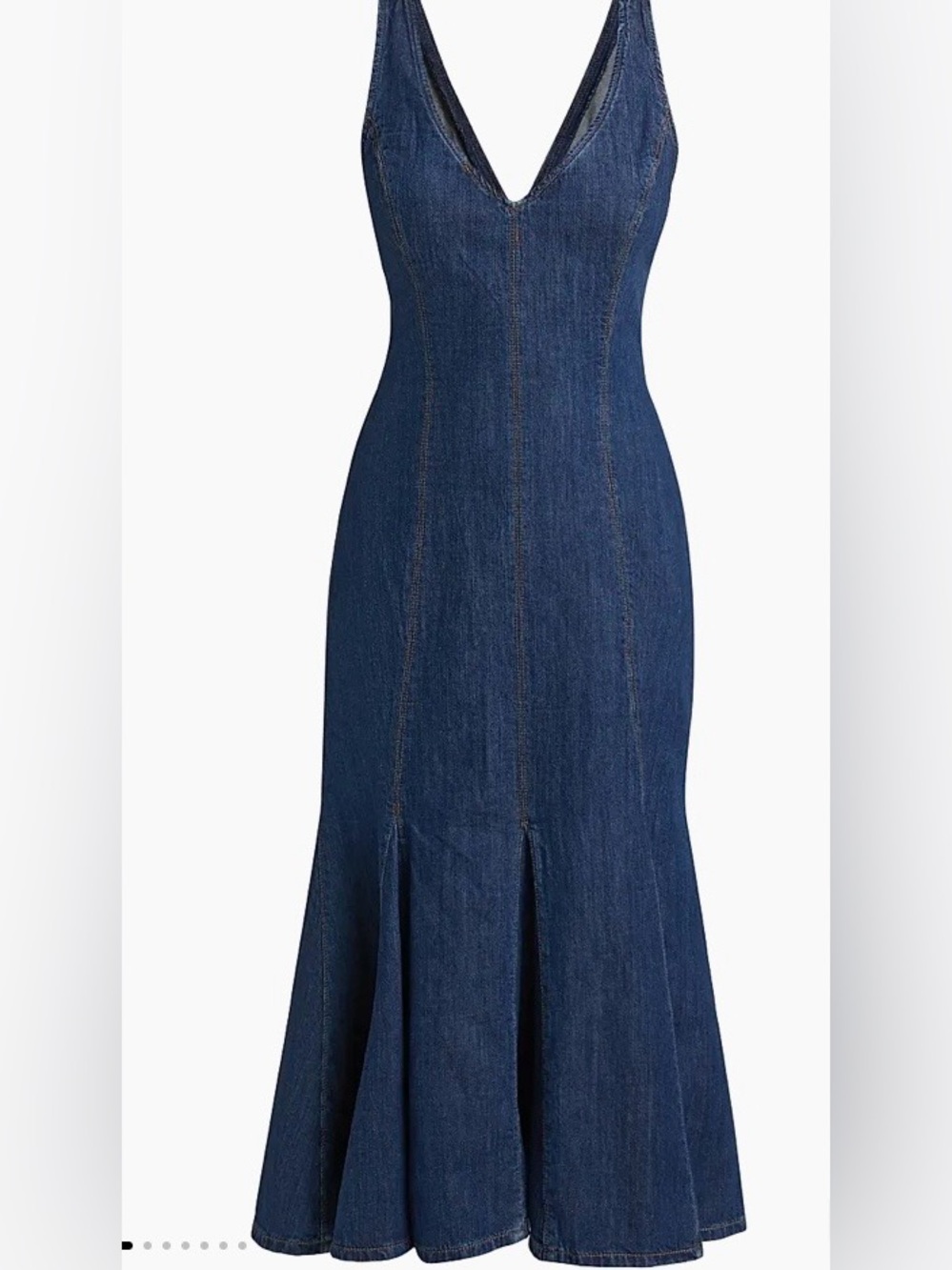 Reformation Serafina Denim Midi Dress Size 10 Dark Wash Mermaid Flare $248